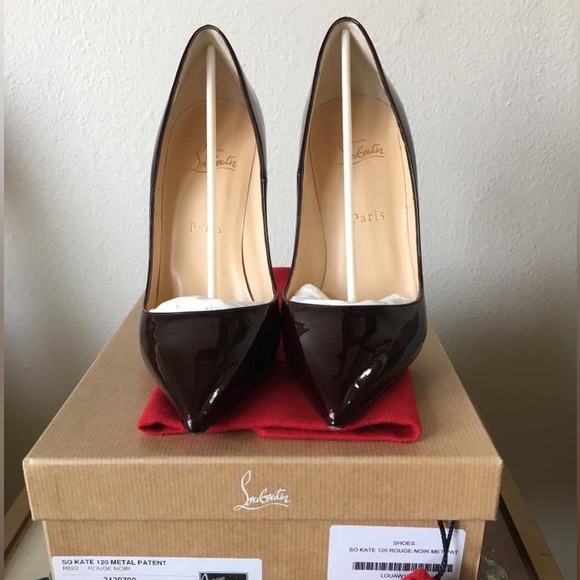 *OG pair* Christian Louboutin So Kate 120 Metal Patent Rouge Noir - Picture 5 of 10